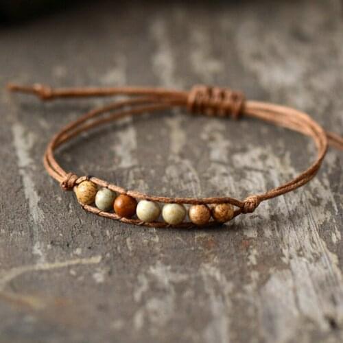 New Simple Bracelet Trendy Natural 4mm Stones Beads Wax Cord Friendship Bracelet Cute Girl Women Bracelet Factory Direct Jewelry