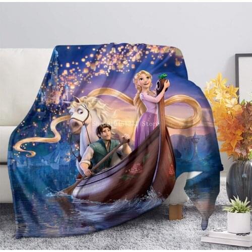 3D Rapunzel Princess Blanket Thows Couch Bed Sheet Quilt Cover Disney Girls Bedroom Decor Twin Cartoon Travel Bedding Flannel