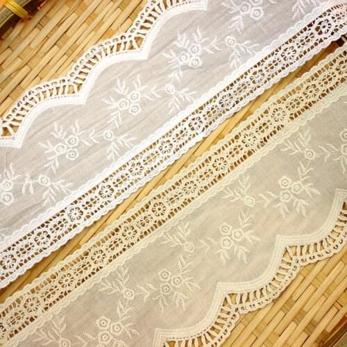 Off White Lace Ribbon-Tape Sewing-Decoration Lace Trim Embroidered High-Quality African Hot DIY 10mm