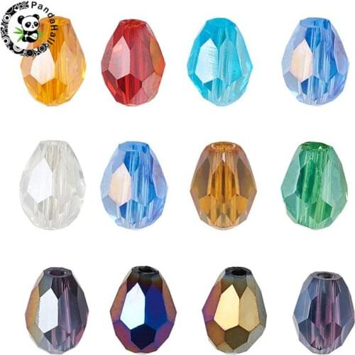 Pandahall 50 pcs Electroplate Glass Beads AB Color Plated Faceted for Jewelry Making DIY Necklace Mixed Color 7~8x6mm Hole: 1mm
