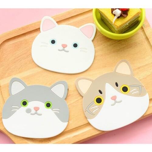Creative Cute Cat Table Placemat Silicone Heat Insulation Anti-Slip Bowl Pad Cartoon Milk Coffee Coaster For Kitchen Tableware