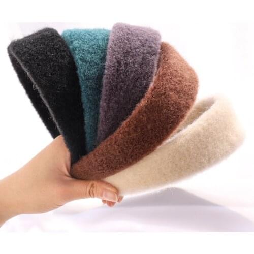 Solid Color Winter Warm Wide Fur Headbands Makeup Hairbands For Girls Knitted Turband Womens Bandage Knotted Hair Accessories