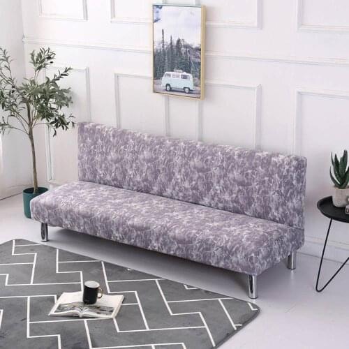 Nordic Marble Simple Print Stretch Elastic No Armrest Sofa Cover Armless Slip Cover Polyester/Spandex Parlour Living Room