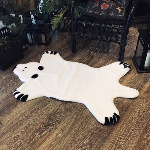 ROWNFUR Artificial Fur High Quality Carpet Bedroom Childrens Room Cute Soft Suitable For Children Birthday Gifts Pola Bear RUG