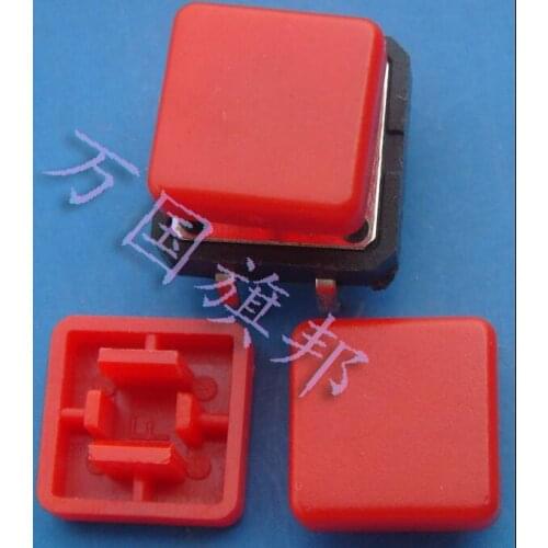 Hat /cap for 12*12*7.3mm push button switch square color:Red yellow blue green