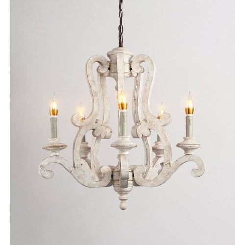 Lighting Retro Chandeliers Wooden Chandelier Light Childrens room Bedroom Princess room Chandelier Home Lighting 5 Head