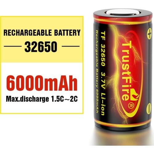 TrustFire 32650 Lithium Battery 3.7V 6000mAh Large Capacity Rechargeable Li Ion Battery Cell Protected for Digital Products Toys