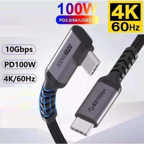 Usb c cable PD 100W 10Gbps USB TYPE C 3.1 Gen2 Cable for Phone Macbook Pro/Air DELL Xiaomi 20V/5A 4K@60Hz Fast Charge Cables