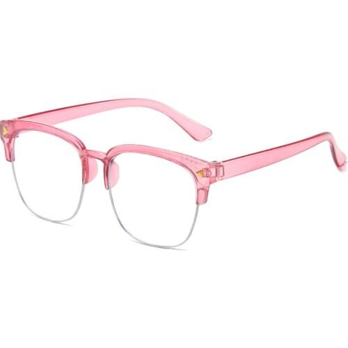 Boy Girl Game Reading Computer Protective Goggle Fashion Half-frame Children Glasses Plain Kids Round Anti Blue Light Eyewear