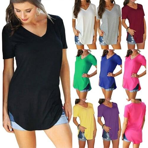 Black S-5Xl 9 Colors Tees Womens 2021 New Summer V-Neck Short-Sleeved T-Shirt Woman Loose Casual Tops for Women