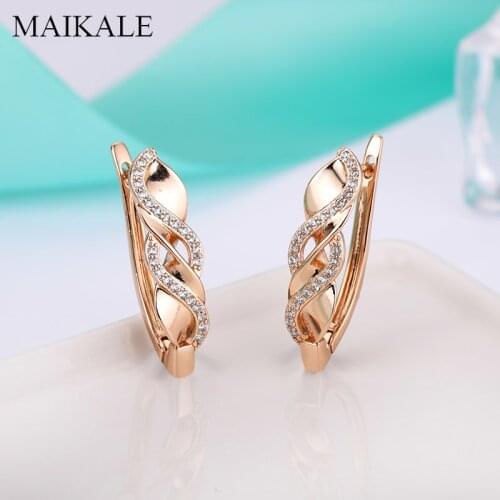 MAIKALE Korean Fashion unique Stud Earing Cubic Zirconia Gold Silver Color Big Korean Earrings for Women Charm Jewelry wholesale