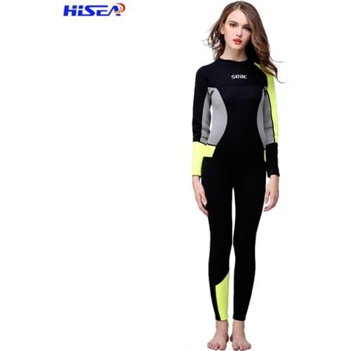 Hisea womens one-piece wetsuit 3mm neoprene jumpsuit surf suit jellyfish warm wetsuit girls wetsuit back zipper
