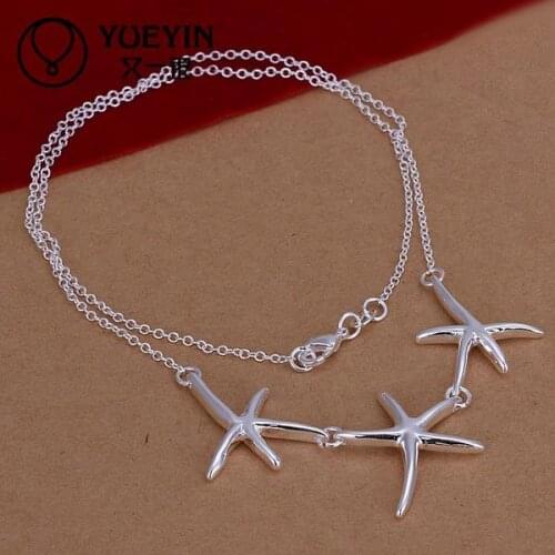 Silver plated pendant necklaces for women silver plated chain jewelry N124 monile Female bijoux