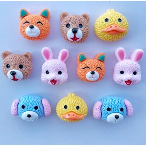10 New Kawaii Cartoon Cute Hand Painted Animal Resin Flat DIY Crafts Scrapbook Hair Bow Center Accessories Embellishment A27