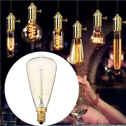 110V 60W Vintage Edison Bulb ST48 Antique Tungsten Filament Incandescent E12 Base For Home Decoration