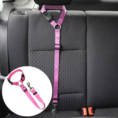 2020 Dog Harness Leash Universal Adjustable Nylon Fabric Tangle-free Pet Seat Belt for Automobile
