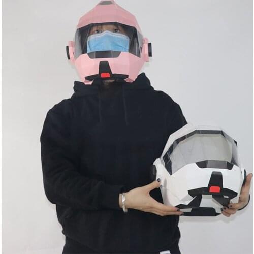 3D Paper Mold Astronaut Spaceman Helmet Mask Headgear Halloween Cosplay Props Woman Men Party Role Play Dress Up DIY Craft Masks