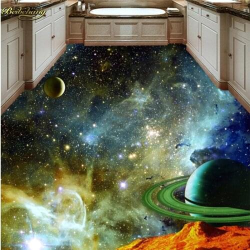 Beibehang Custom Photo 3D Floor Painting Wallpapers Cosmic Sky Planet 3D Floor Painting papel de parede