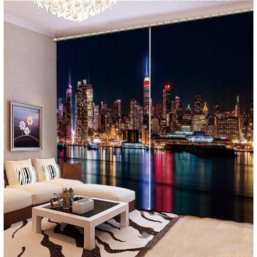 3D Curtain New Custom 3D Beautiful City Night Scene Bed Room Living Room Office Hotel Cortinas Window Curtain Living Room