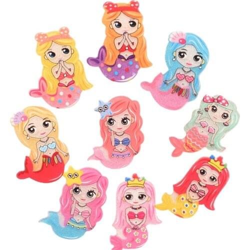 400PCS Cute Mermaid hair accessories Boutique Supplies Making Embellishments Acrylicr Accessory No Hairclip Hair Bows Headwear