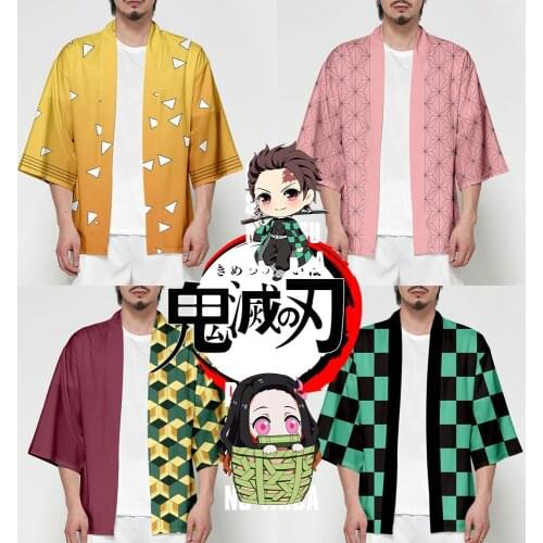 Anime Kimono Demon Slayer Kimetsu No Yaiba New Design Japan Kimono Haori Yukata Cosplay Summer Casual Clothes Haikyuu Halloween
