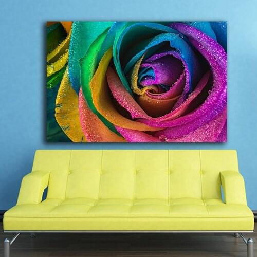Large Size colored Rose closeup 1 Wall Art Paiting Canvas Home Decor Wall oil Painting Print Nice wall picture for living room