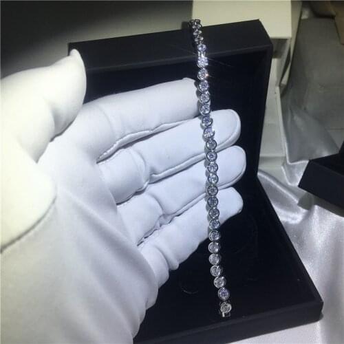 Fashion Tennis Bracelet 5A cubic zirconia White Gold Filled Engagement Wedding Bracelets for women Bridal Gift