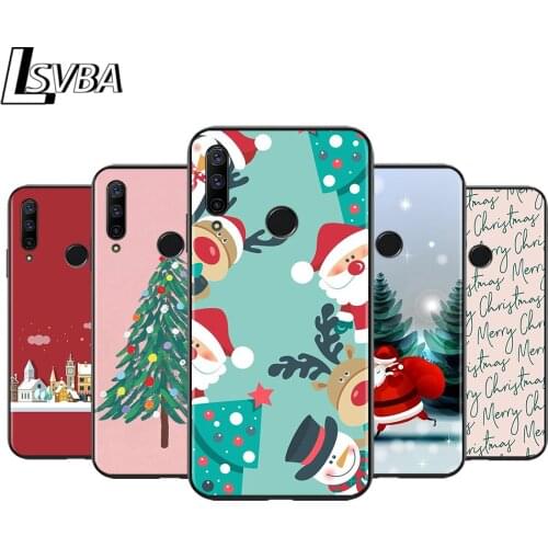 Black Soft TPU Cover Christmas Happy for Honor 9X 9 Lite 8S 8C 8X 8A 8 2019 2020 7A 7S 7C Pro Phone Case