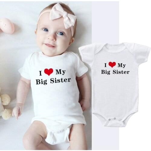 I Love My Big Sister Baby Rompers Baby Boy Girl Clothes Cotton Infant Baby Jumpsuits Newborn Clothes 0-24M