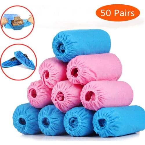 Hot 100pcs Disposable Shoe Cover Dustproof Non-slip Dhoe Cover Children Students Adult Non-woven Shoe Cover Household Foot Cover