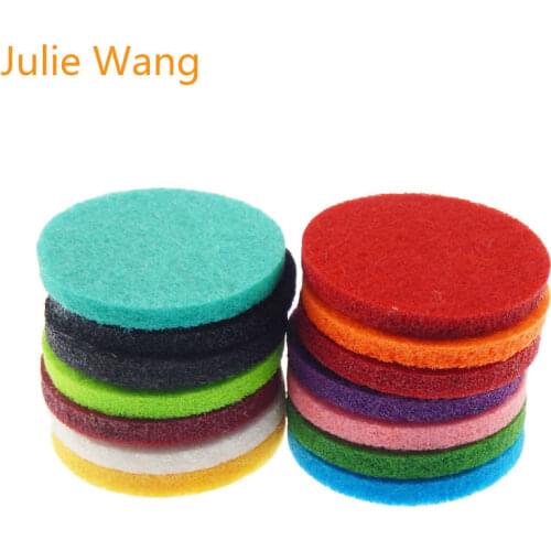 Julie Wang 20pcs Colorful Round Square Felt Pads For Essential Oil Diffuser Locket Perfume Aromatherapy DIY Jewelry Accessories