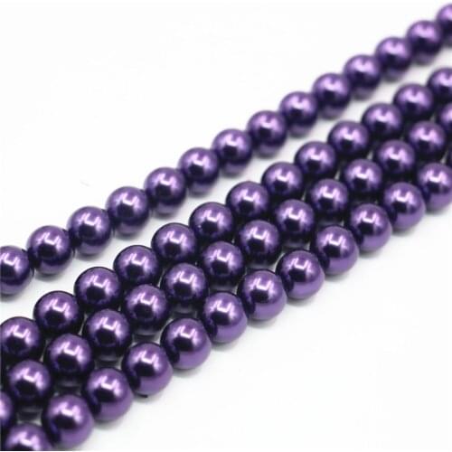 Quality Dark Purple Fashion Shell Simulated-pearl Round Gems Loose Beads 4mm6mm8mm10mm12mm Diy Wedding Chain Jewelry 15inch Y08