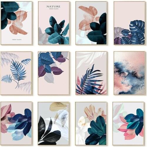 Nordic Style Painting Canvas Living Room Decoration Pastoral Color Abstract Palm Leaf Painting Posters Modern Wall Art Decor