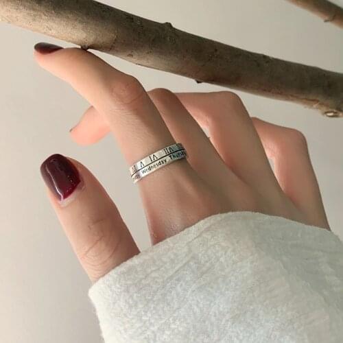 Ring for Men Women Silver Vintage Retro Open Finger Geometric Ring Roman Number Week Ring for Friend 2021 New Jewelry