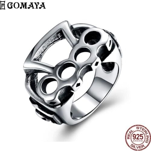 GOMAYA Stainless Steel Punk Rings For Men 316L Stainless Steel Cool Fist Skull Katar Style Fashion Unisex Ring Jewelry Hot Sale