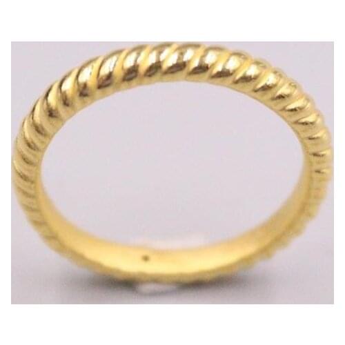 999 24K Yellow Gold Ring For Women Real Gold 3D Hard Gold Weave Twist Hollow Lucky Female Love Wedding Gold Ring US 6.25