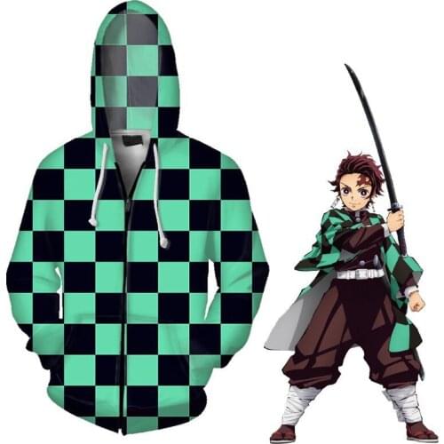 Anime Cosplay Costumes Demon Slayer Kimetsu No Yaiba Cool Autumn Winter Hoodies Sweatshirts Streetwear Hooded Jacket Coat HS017