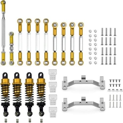 Metal Steering Link Rod Pull Rod Mount Seat Shock Absorber Set for MN D90 MN-90 MN99S 1/12 RC Car Upgrade Parts