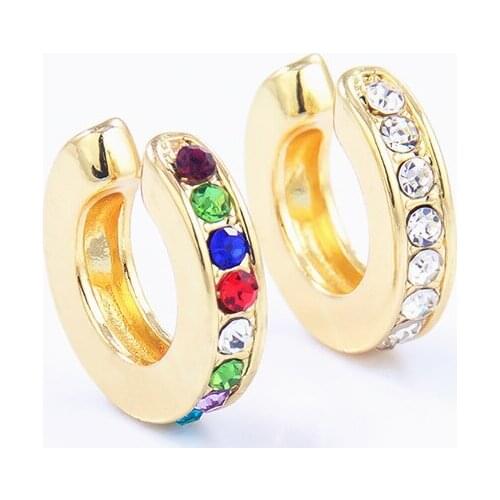 Fashion Crystal Metal Ear Cuff Set For Women Boho Trendy Stackable Cuff No Pierced Statement Rhinestone Clip Earrings Jewelry