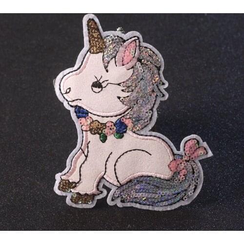 Cartoon Unicorn Patch Sequin Patches For Clothing Sew On Patches For Clothes Animal Wing Patch DIY Sequins Appliques on clothes