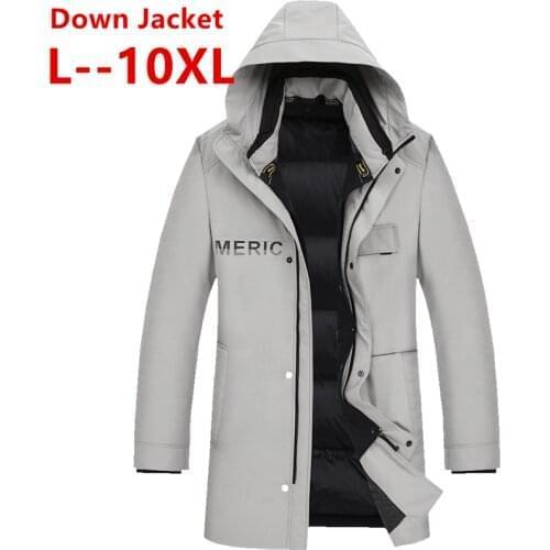 10XL 8XL 6XL Winter Jacket Men 2020 New Couples Thick Coats 90% Duck Down Ultra-light Slim Hooded Cotton-Padded Solid Outwear