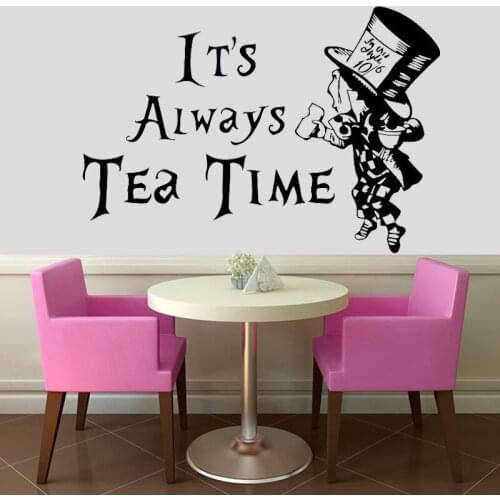 Hatter Wall Sticker Alice In Wonderland Decal Cartoon Home Decor Stickers Kids Room Decoration Quote Tea Time Wall Decor