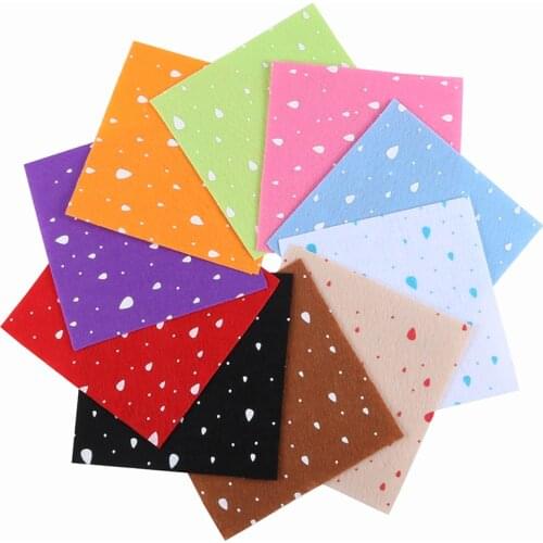 Nanchuang 1mm Thickness Raindrop Printed Non Woven Felt Fabric For DIY Handmade Sewing Doll&Crafts Material 10Pcs/Pack 15x15cm