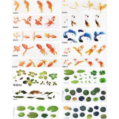 2021 New 16 Pcs/set DIY Crystal Epoxy Filler 3D Resin Painted Goldfish Leaf Duckweed Filling Crafts Making Material Sticker