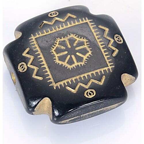 Wholesale Golden Line Enlaced Square Shape Acrylic Antique Design Beads For Women Diy Bracelet Bangle Jewelry Making Accessories