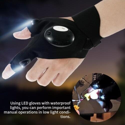 Outdoor Fishing Magic Strap Fingerless Gloves with LED Flashlight Rescue Tools Outdoor Gear Cycling Practical Fingerless Gloves
