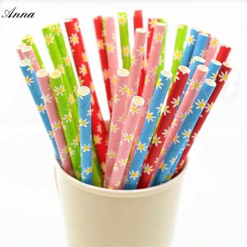 25PCS/lot Stripe Dot Flamingo Star Flower Paper Drinking Straws For Christmas/Birthday/Wedding Decorative Party Supplies