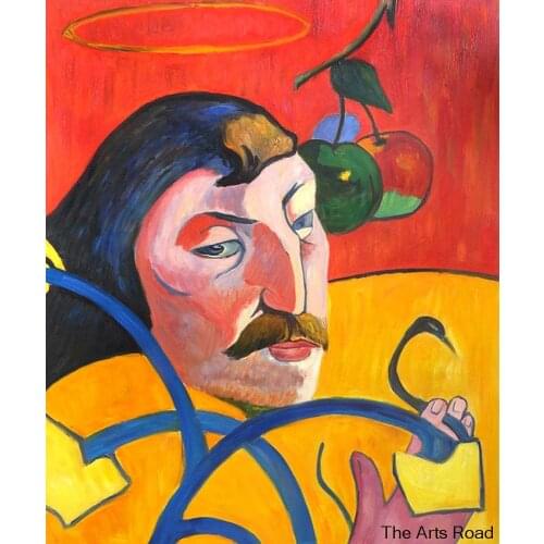 Hand Painted Abstract Art Portrait Painting Self Portrait with Halo, 1889 by Paul Gauguin High Quality