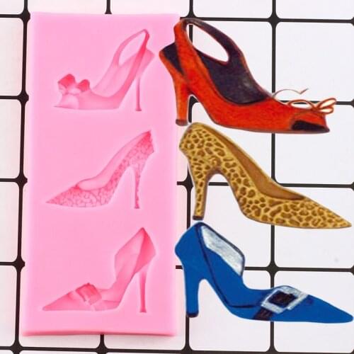 High Heel Shape Silicone Molds DIY Party Cupcake Topper Fondant Cake Decorating Tools Chocolate Baking Polymer Clay Candy Moulds