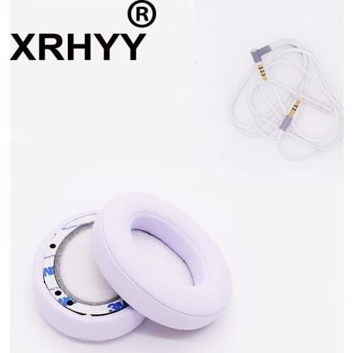 White Replacement Ear Pad Cushion + Audio Cable Microphone Talk For Beats by dr dre Studio 2.0 Wireless Over-Ear Headphones